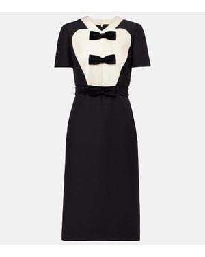 Valentino Crepe Couture Bow-Detail Midi Dress - Black