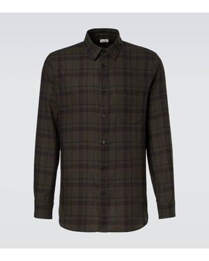 Saint Laurent Cassandre Checked Cotton Flannel Shirt - Black