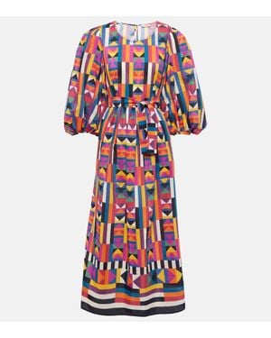 Eres Midikleid Multiple Aus Baumwolle Und Seide - Rot