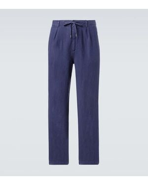 Polo Ralph Lauren Linen Straight Trousers - Blue
