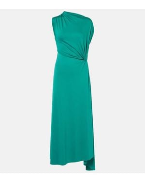 Victoria Beckham Asymmetric Gathered Jersey Midi Dress - Green