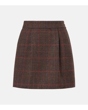Chloé Mini-Jupe En Laine Vierge A Carreaux - Marron