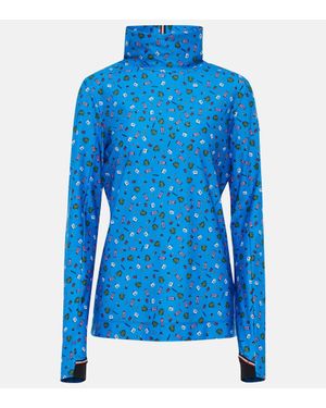 Moncler Genius X Naj-Oleari 3 Moncler Grenoble Printed Turtleneck Ski Top - Blue