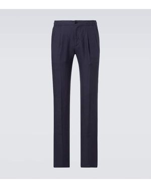 Rubinacci Linen Tapered Trousers - Blue