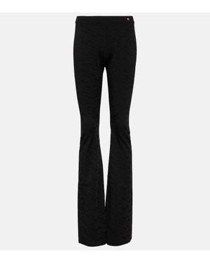 Versace Pantaloni Flared Con Intarsi Greca - Nero