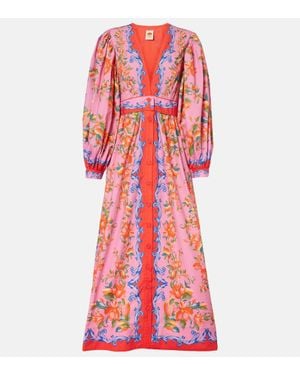 FARM Rio Sicily Flowers Cotton Shirt Dress - Red
