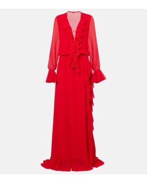 Bananhot Abito Lungo Bellen Con Volant - Rosso