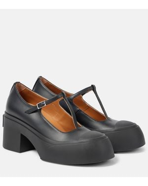 Marni Pablo Leather Mary Jane Court Shoes - Black