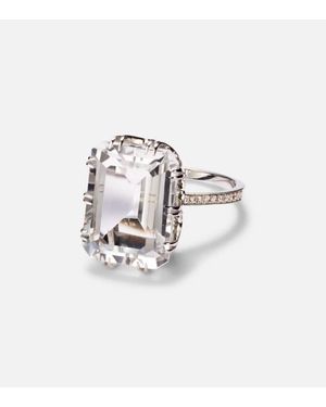 Ileana Makri Bague Oblong En Or Blanc 18 Ct, Topaze Et Diamants