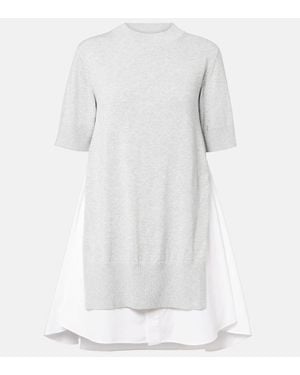 Sacai Layered Cotton Minidress - White