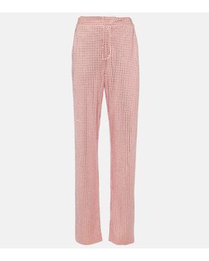 Area Crystal-Embellished Jersey Straight Trousers - Pink