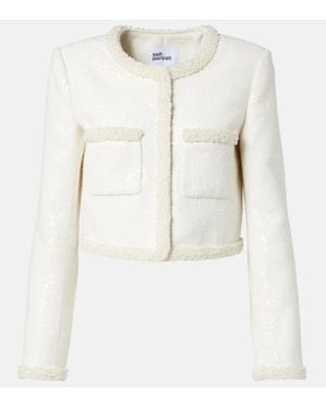 Self-Portrait Ivory Boucle Jacket - Weiß