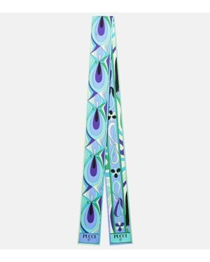 Emilio Pucci Bedrucktes Tuch Aus Seiden-Twill - Blau