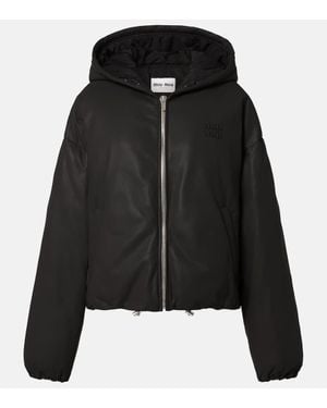 Miu Miu Wattierte Jacke Aus Leder - Schwarz