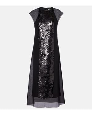 JOSEPH Midikleid Boulle Aus Chiffon Mit Pailletten - Schwarz