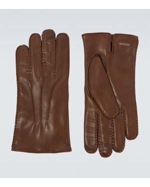 ZEGNA Guantes De Piel - Marrón