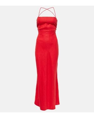 Faithfull the Brand Garcia Linen Maxi Dress - Red