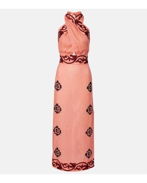 Johanna Ortiz Energetic Patterns Linen Maxi Dress - Pink