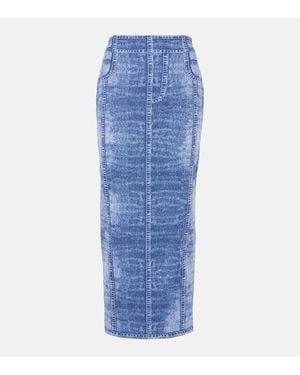 Balmain Trompe L'Oil Knitted Midi Skirt - Blue