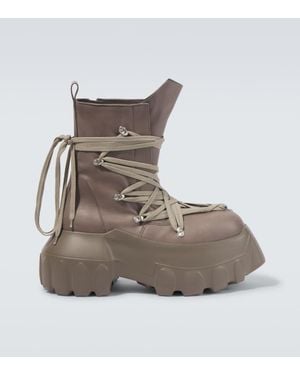 Rick Owens Megalaced Mega Tractor Leather Combat Boots - Brown