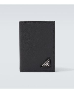 Prada Logo Saffiano Leather Card Case - Black