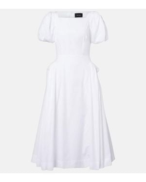 Simone Rocha Puff-Sleeve Cotton Poplin Midi Dress - White