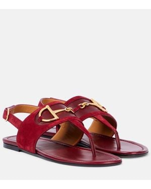 Gucci Sandalen Horsebit Aus Veloursleder - Rot