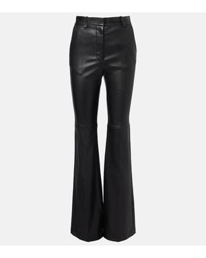 JOSEPH Tafira Mid-Rise Leather Flared Pants - Black
