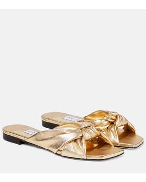 Jimmy Choo Pantoletten Avenue Aus Metallic-Leder - Gelb