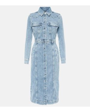 7 For All Mankind Vestido Midi Luxe De Denim - Azul