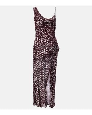 Dries Van Noten Bedrucktes One-Shoulder-Midikleid - Lila