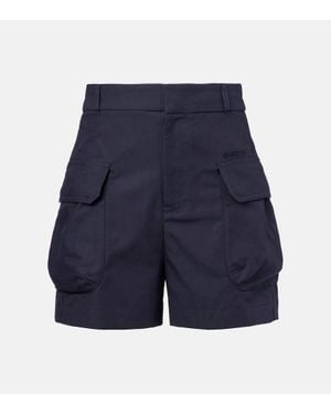 Gucci Embroidered Cotton Canvas Cargo Shorts - Blue