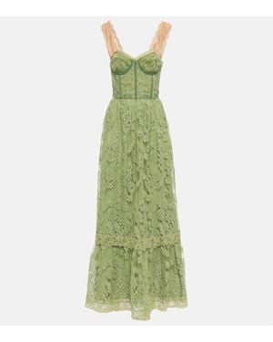 Gucci Robe longue en dentelle a fleurs - Vert