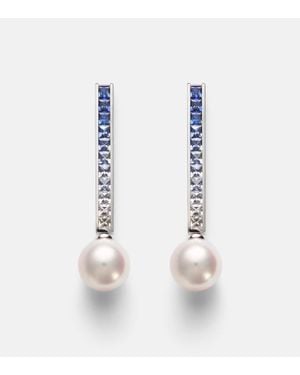 Mikimoto 18Kt Earrings With Pearls And Sapphires - White