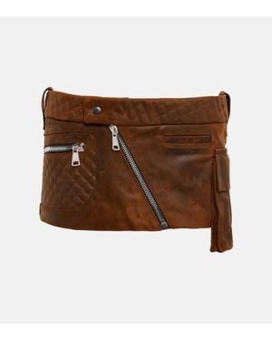 LAQUAN SMITH Leather Cargo Mini Skirt - Brown