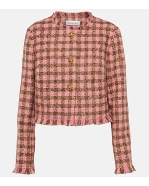 Oscar de la Renta Checked Wool-Blend Tweed Jacket - Pink