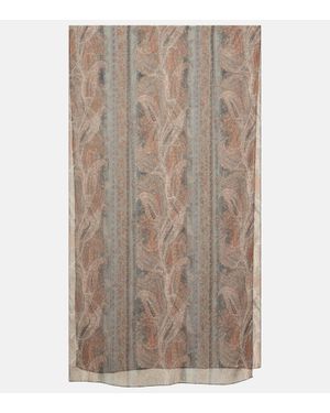 Saint Laurent Panuelo De Seda Estampado - Marrón