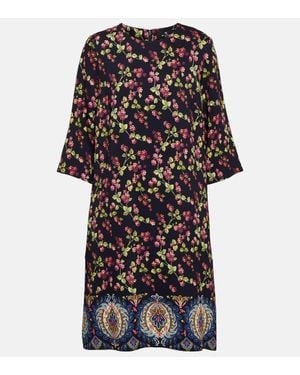 Etro Blue And Multicolor Tunic Dress - Black