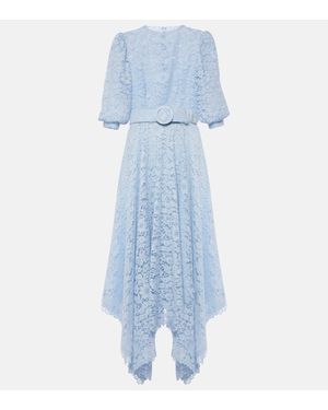 Costarellos Mariela Floral Sequined Lace Midi Dress in White