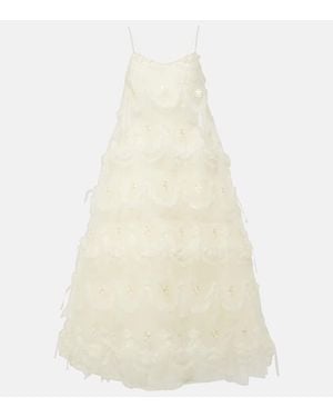 Simone Rocha Besticktes Midikleid aus Tuell - Weiß