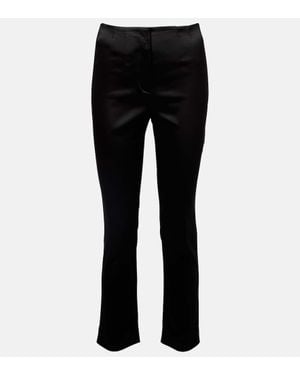 Veronica Beard Stila Cropped High-Rise Satin Slim Pants - Black