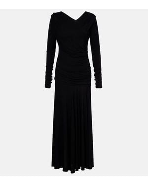 Ganni Ruched Maxi Dress - Black