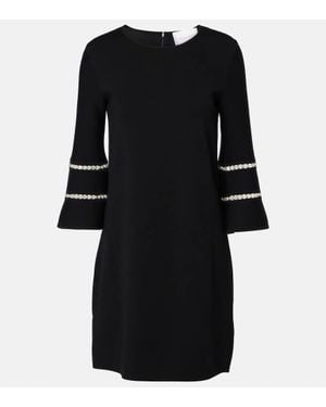 Carolina Herrera Embellished Wool-Blend Minidress - Black