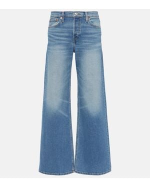 RE/DONE Jeans A Gamba Larga E Vita Media - Blu