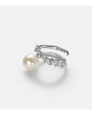 YEPREM Anillo Pearlescent De Oro Blanco De 18 Ct Con Diamantes Y Perla