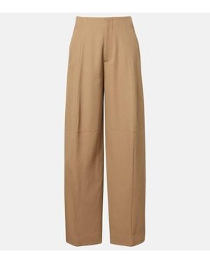 Victoria Beckham High-Rise Virgin Wool Wide-Leg Pants - Natural