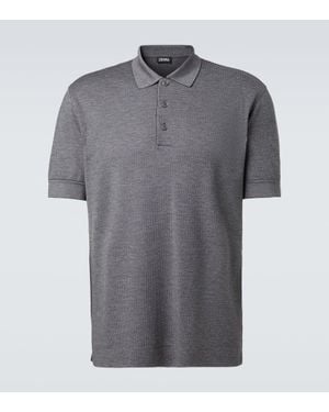 ZEGNA Polohemd Aus Baumwolle Und Seide - Grau