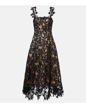 Oscar de la Renta Lace Guipure Cocktail Dress - Black