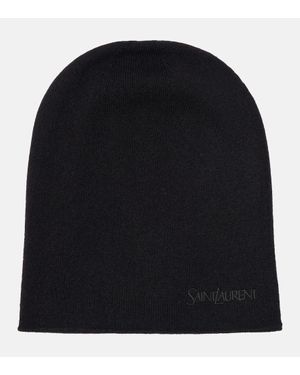 Saint Laurent Gorro De Cachemir Con Logo - Negro