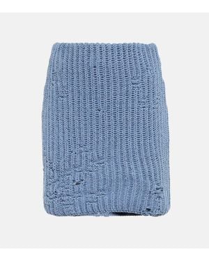 JW Anderson Distressed Cotton-Blend Miniskirt - Blue